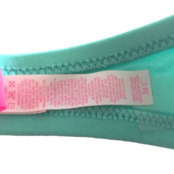 Victoria’s Secret Bikini Top 36C Aqua Strapless Push Up Swimwear Beach Bathing S - Picture 5 of 7